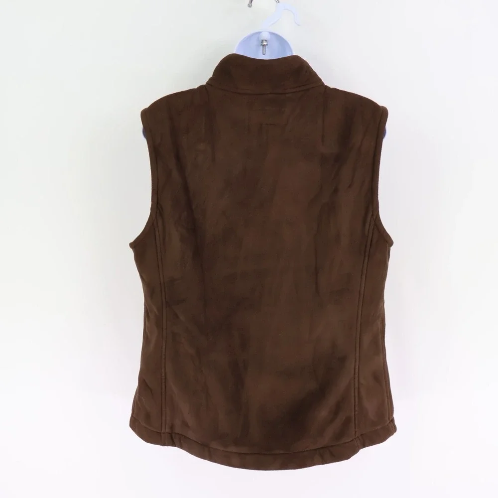 Caribbean Joe‎ Full Zip Vest Womens Size L Brown Polyester Soft Lining Mock Neck